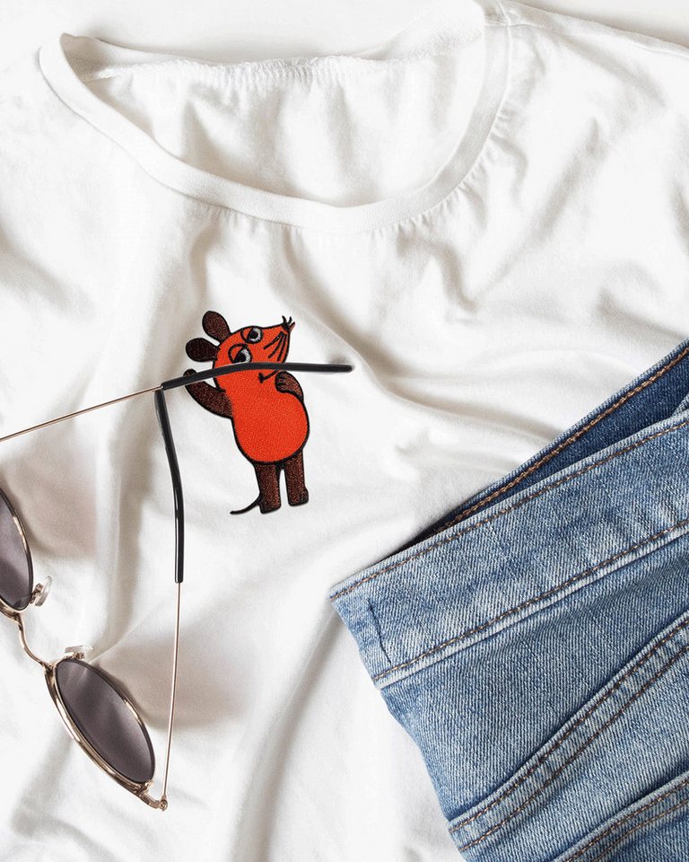 Die Sendung mit der Maus Aufnäher Bügelbild, Aufbügler, Applikationen, Patches, Flicken, zum aufbügeln, Polyester, Maus Sendung mit der Maus Kinder - Größe: 9 x 5,5 cm Bild 5