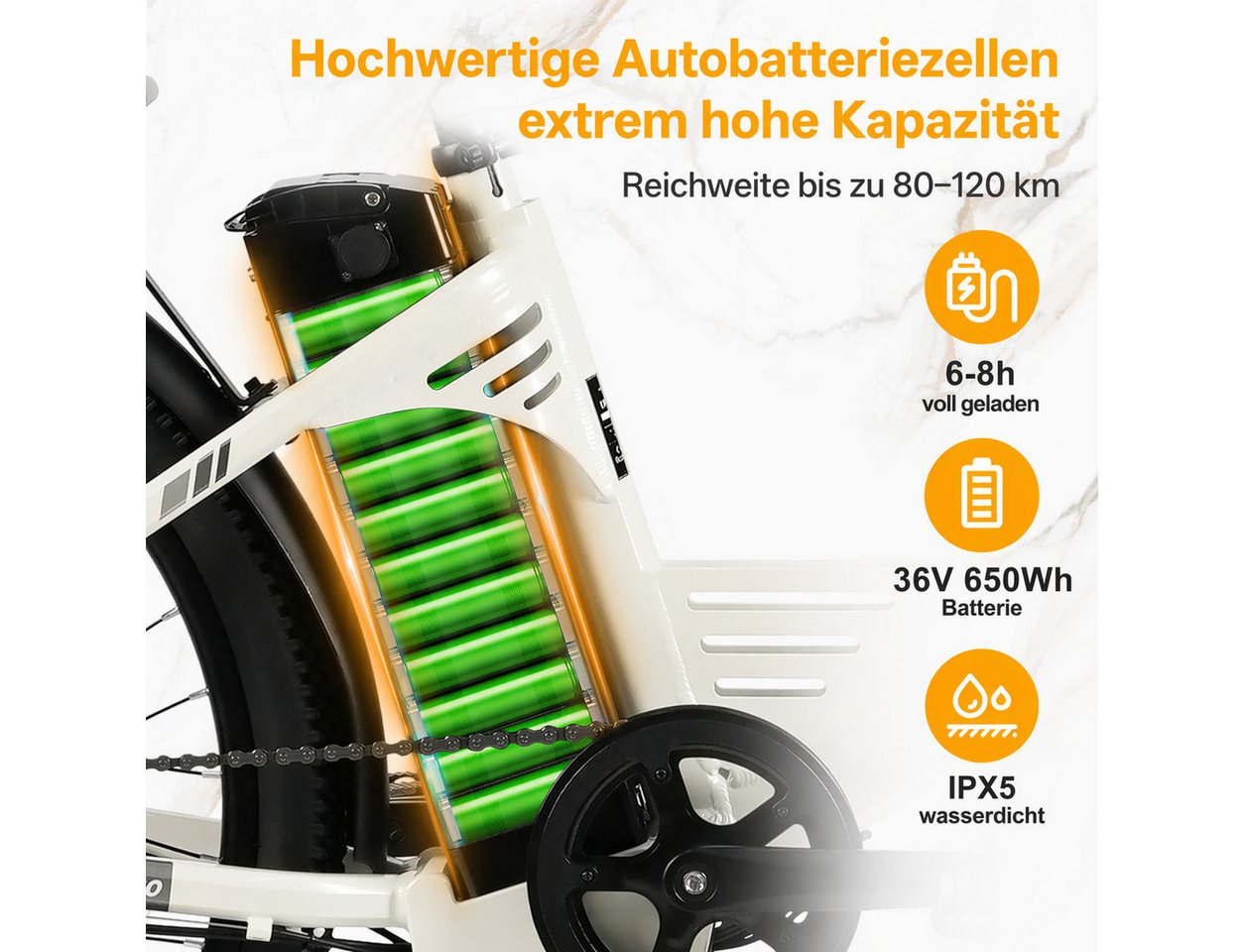 TTGO E-Bike Cityrad 26 Zoll Elektrofahrrad, 80-120km, mit Frontkorb und Gepäckträger, 7 Gang SHIMANO, Kettenschaltung, Heckmotor, 650 Wh, (bis zu 125kg, für ca. 160–185cm), 5 Stufen, Farbdisplay, Aluminiumrahmen, Federgabel, für Damen Herren Bild 5
