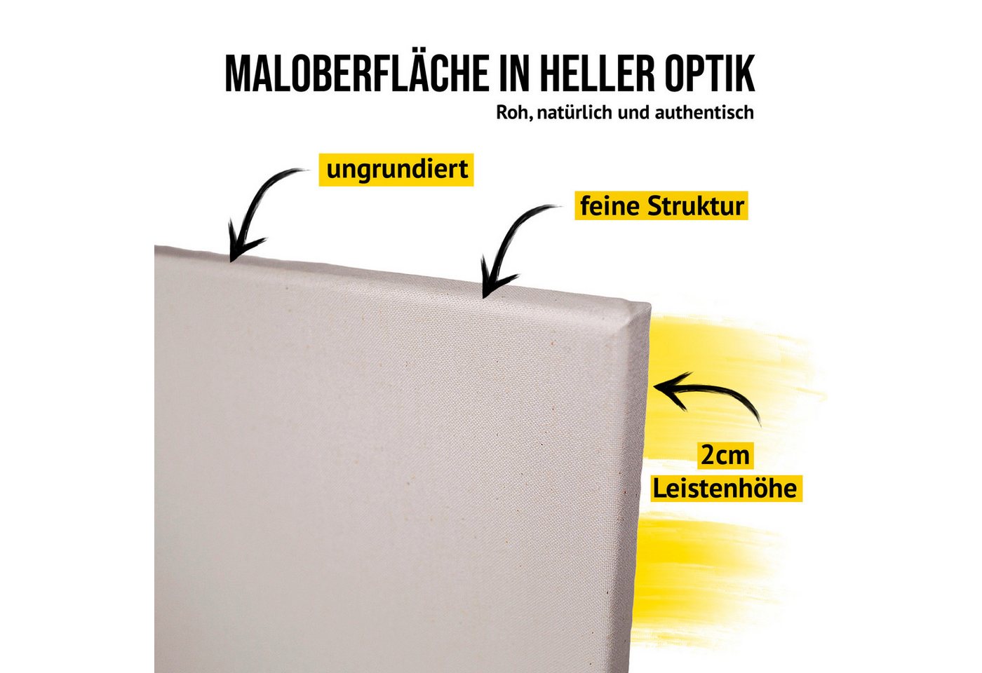 Crazy Canvas Leinwand RAW Fine 30x30 cm, 2er Pack, feine Struktur, versandfrei, ungrundiert, 270 g/m², feine Struktur, helle Optik, Made in Berlin Bild 5
