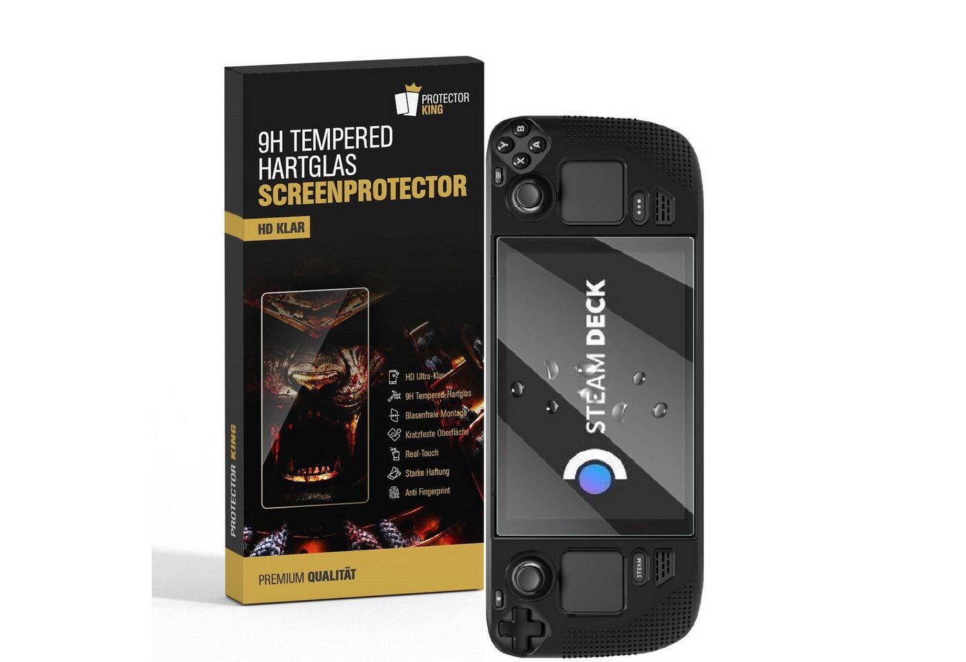 Protectorking Schutzfolie 1x 9H Panzerglas für Valve Steam Deck Displayschutz Panzerfolie Schutz, (1-Stück), klar