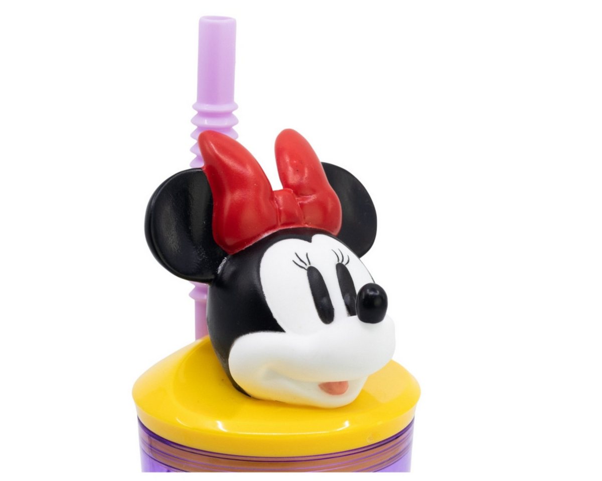 Disney Minnie Mouse Trinkflasche Becher 3D Kindertrinkbecher 360 ml mit Strohhalm & Figurdeckel