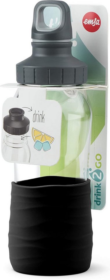 Emsa Trinkflasche 2 x Emsa Drink2Go Glas Trinkflasche 0.5 Liter Schraubverschluss Auslau Bild 3