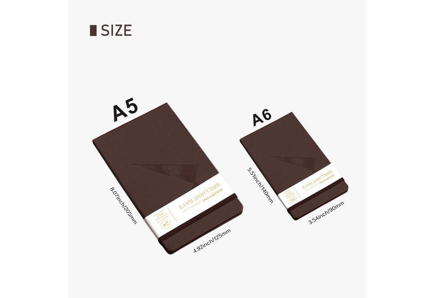 Mairtini Aquarellblock aus 100% Baumwolle - Format A5 oder A6 - in Orange/ Pink/ Grün/ Braun, 24 Blatt, 200g/m², kaltgepresst, ideal für Malen unterwegs Bild 5