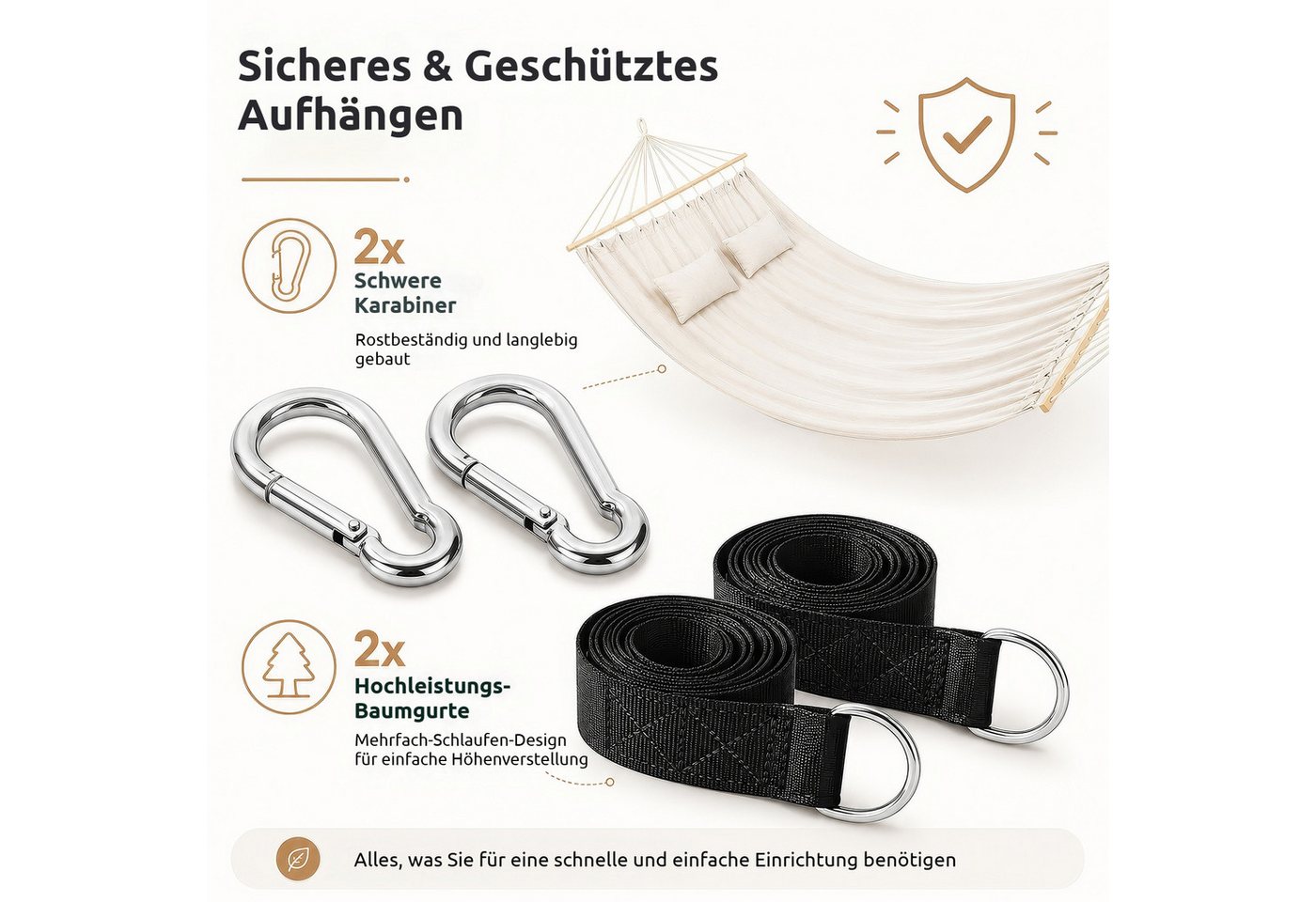 BlingBin Hängematte 2-Personen XXL Doppelhängematte mit Holzspreizstäben & 2 Kissen (1er Set, 1 St., 200*150cm), bis 240 kg Tragkraft für Garten und Balkon