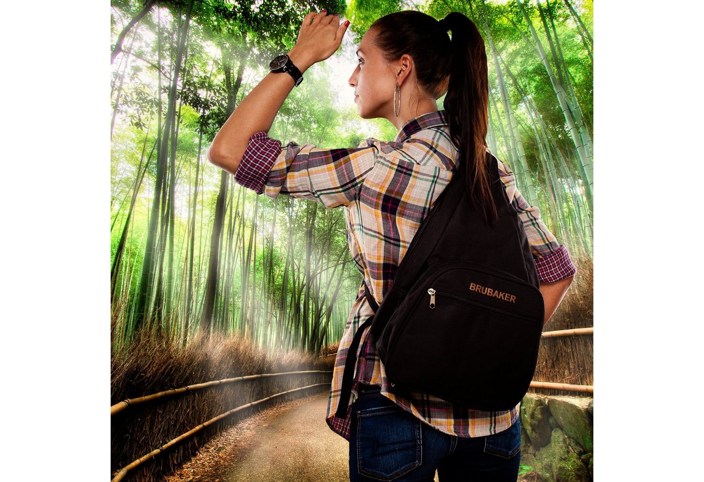 BRUBAKER Freizeitrucksack Picknickrucksack für 2 Personen (isolierender Thermorucksack), Mono-Sack mit Kühlfach, 45 cm hoch