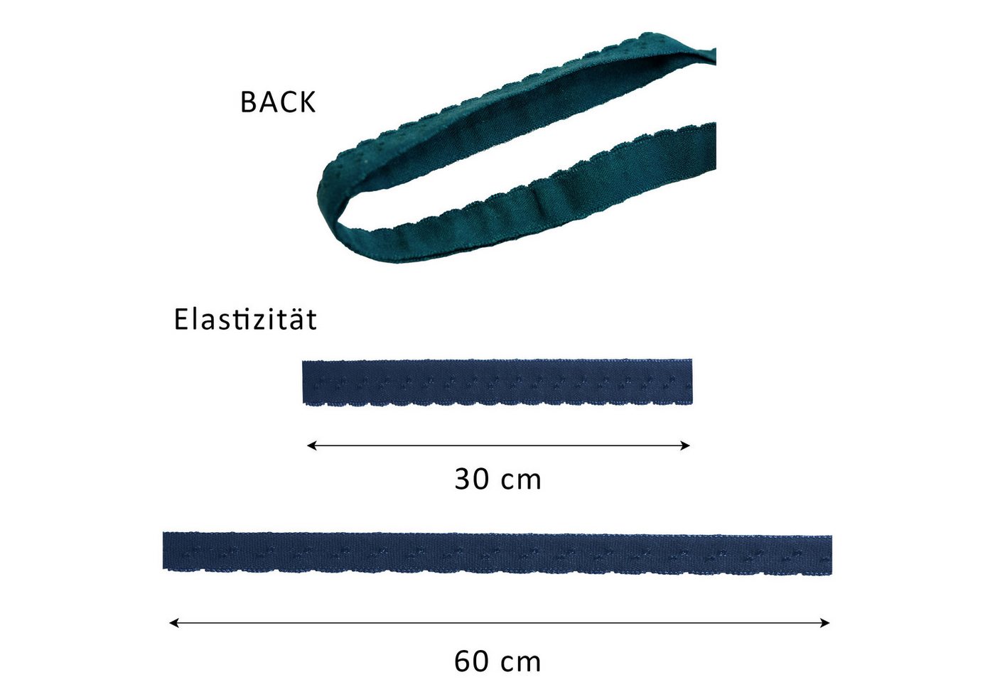 maDDma Spitzenband Wäschegummi Faltgummi Ziergummi 10mm Faltgummi ab 1m Einfassband, braun Bild 5