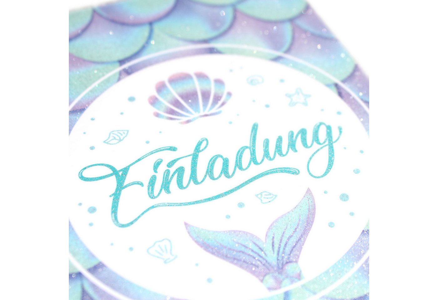 nikima Einladungskarten 10 Einladungskarten mit Glitzer Meerjungfrau für Kindergeburtstag Bild 3