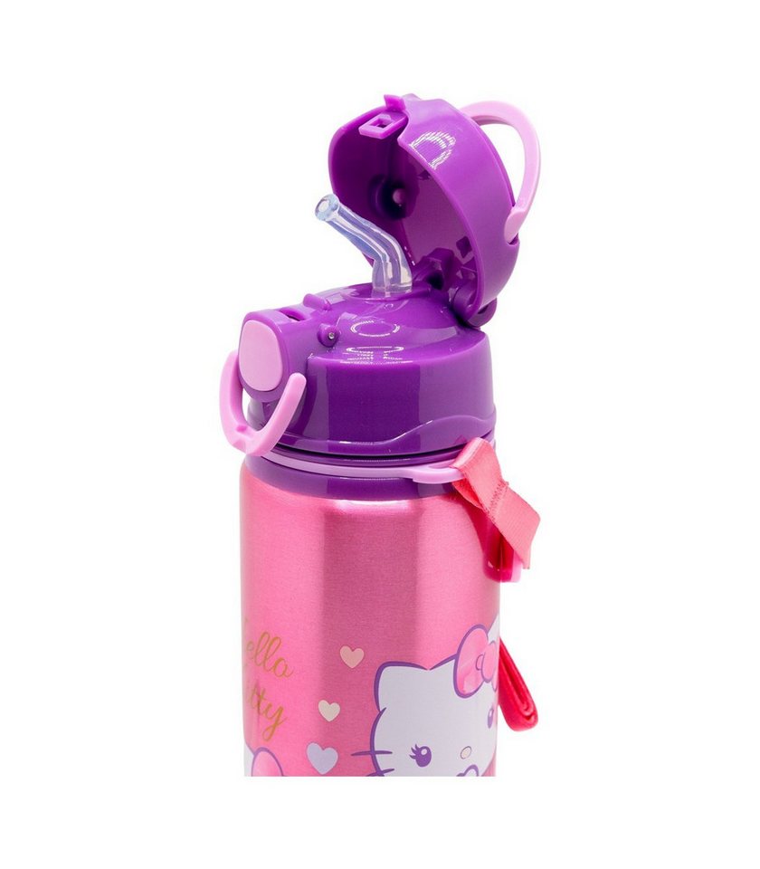 Hello Kitty Trinkflasche Kinder Wasserflasche 730 ml mit Druckknopfdeckel und Trageriemen