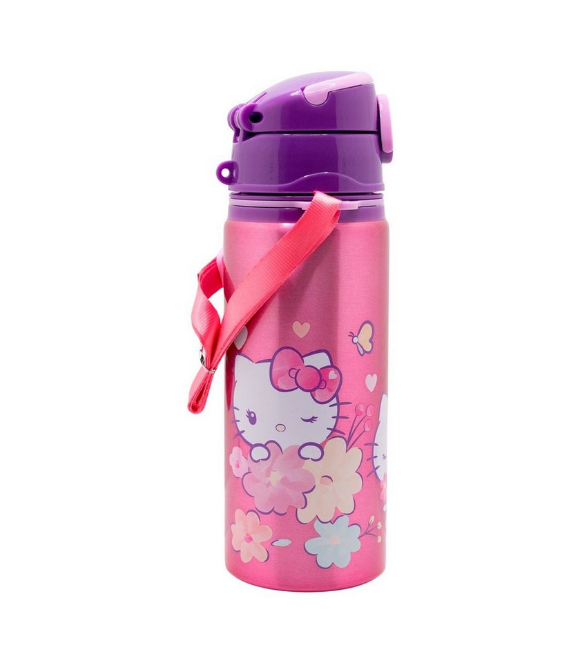 Hello Kitty Trinkflasche Kinder Wasserflasche 730 ml mit Druckknopfdeckel und Trageriemen Bild 2