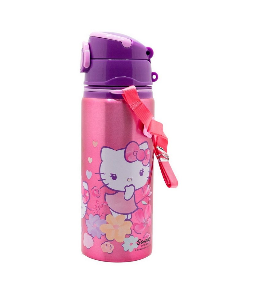 Hello Kitty Trinkflasche Kinder Wasserflasche 730 ml mit Druckknopfdeckel und Trageriemen Bild 3