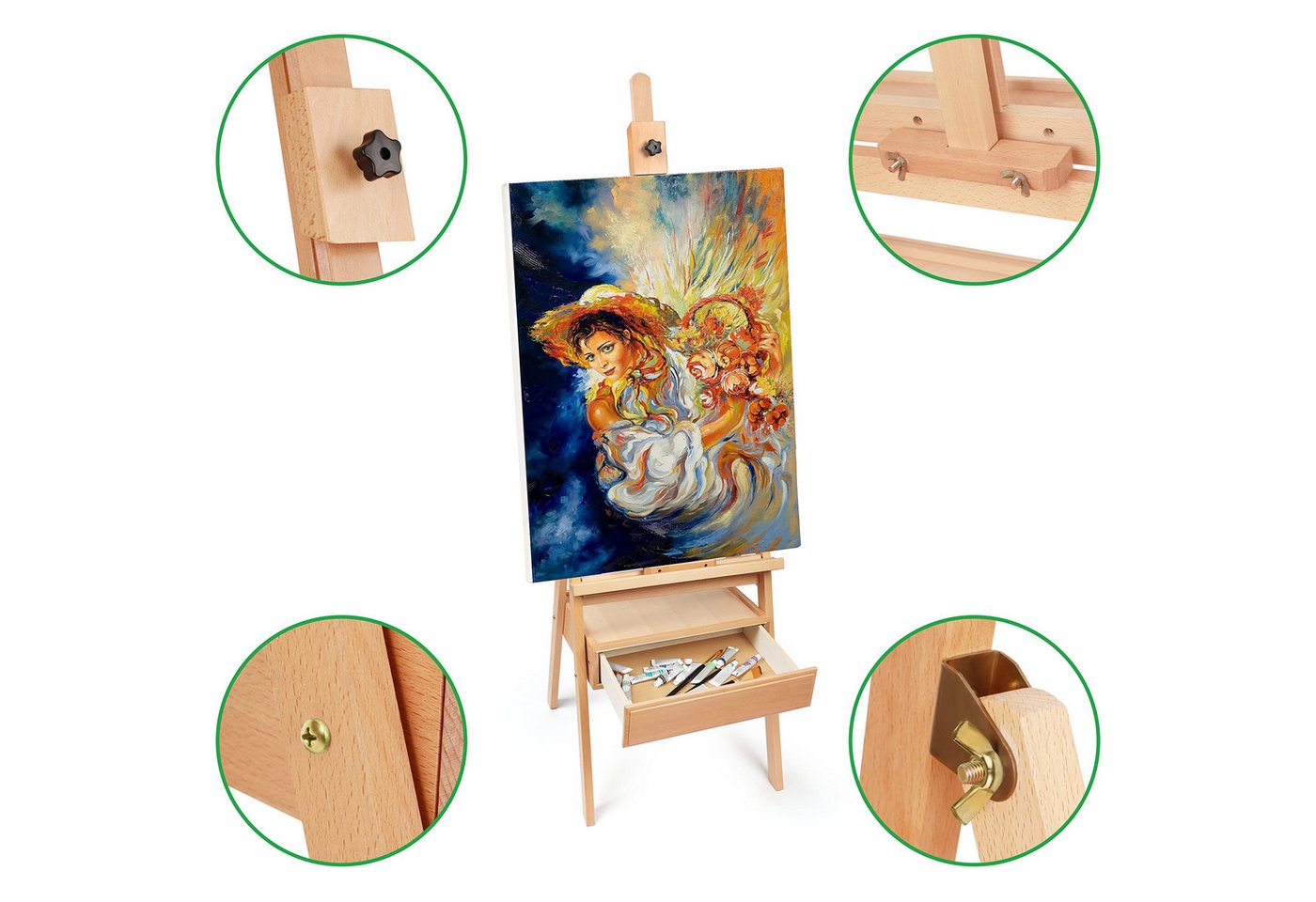 Kurtzy Staffelei Kurtzy Atelierstaffelei 190 cm Holz H-Form mit Koffer Bild 3