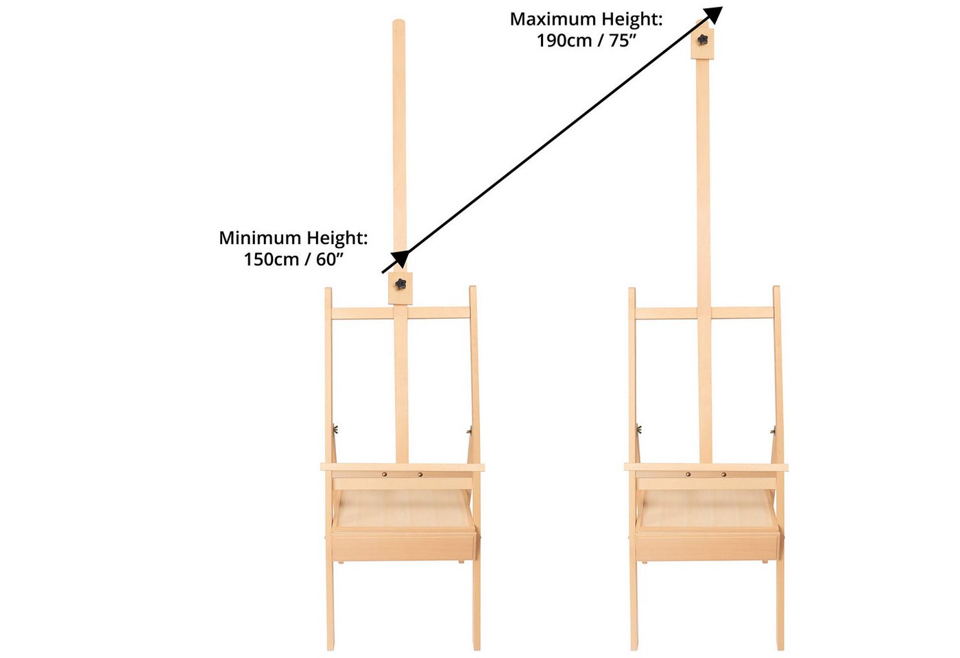 Kurtzy Staffelei Kurtzy Atelierstaffelei 190 cm Holz H-Form mit Koffer Bild 4