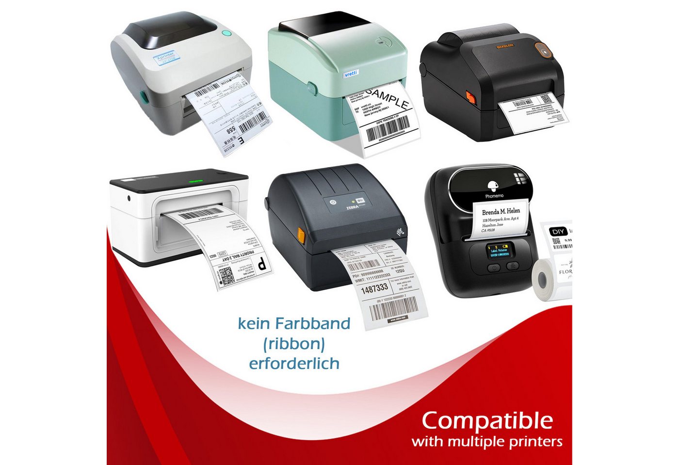 GoodMarkt Etiketten 50x30mm Selbstklebende Thermo Etiketten auf Rolle 1000 Labels, Adressetiketten Haushaltsetiketten Bedruckbar Aufkleber für Büro Küche