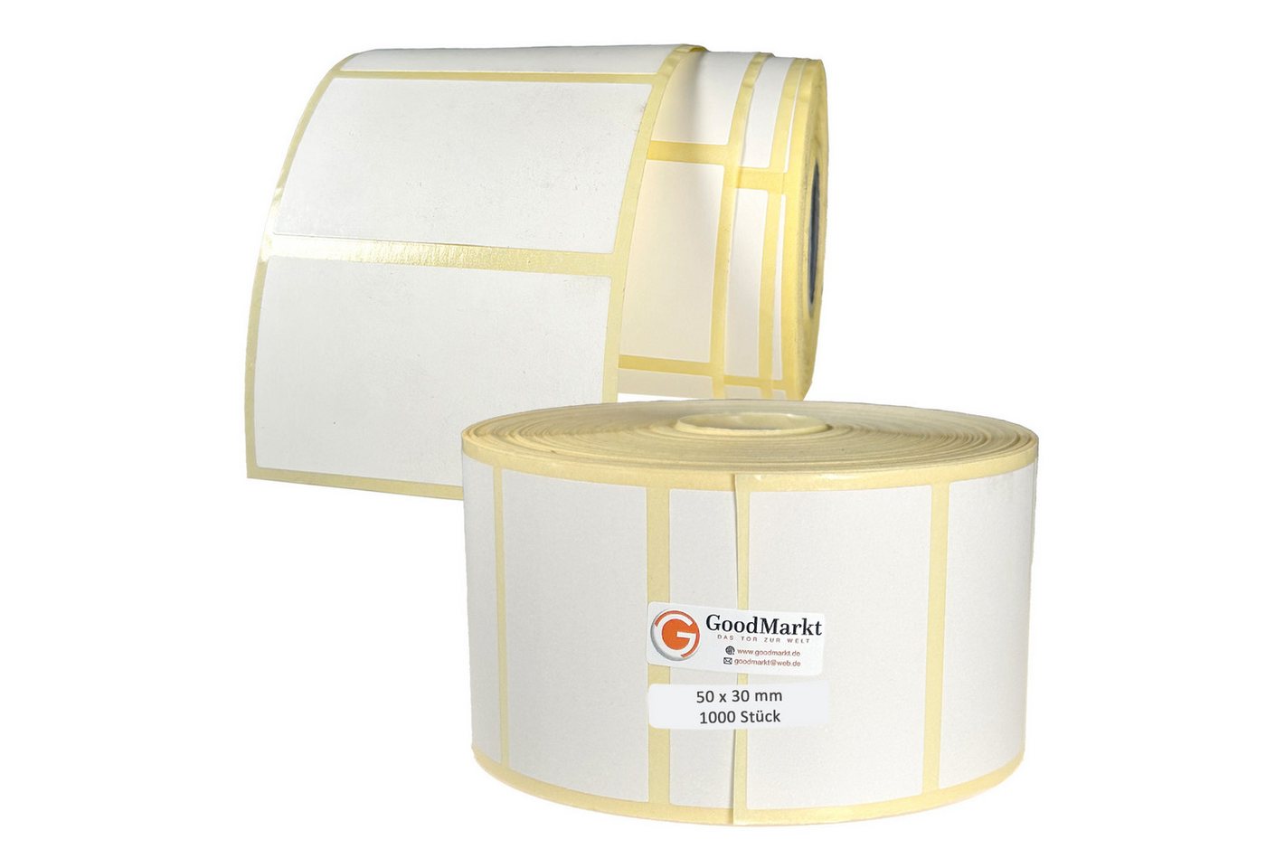 GoodMarkt Etiketten 50x30mm Selbstklebende Thermo Etiketten auf Rolle 1000 Labels, Adressetiketten Haushaltsetiketten Bedruckbar Aufkleber für Büro Küche Bild 2