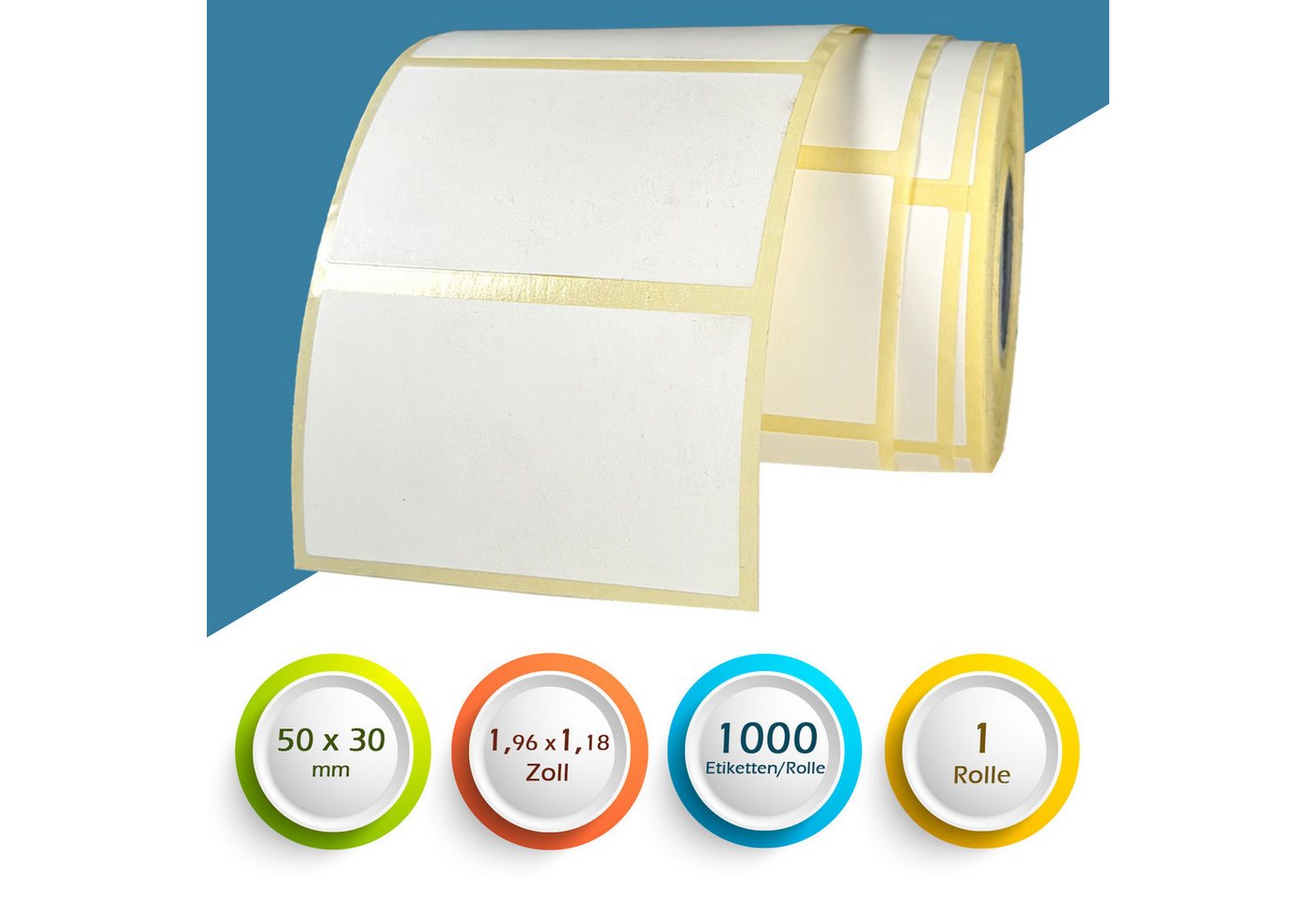 GoodMarkt Etiketten 50x30mm Selbstklebende Thermo Etiketten auf Rolle 1000 Labels, Adressetiketten Haushaltsetiketten Bedruckbar Aufkleber für Büro Küche Bild 5