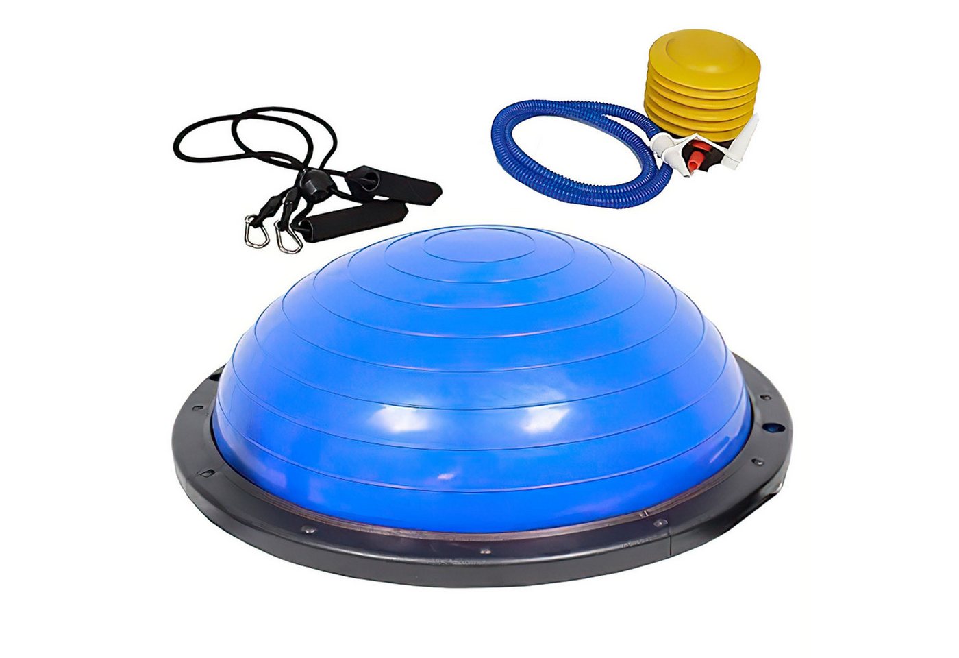 SURFOU Balanceboard Balance Ball Yoga Gleichgewichtstrainer 46cm bis 150 KG belastbar, AntiRutsch Halbkugel Halbball mit Pumpe und 2 Fitnessbändern Bild 2