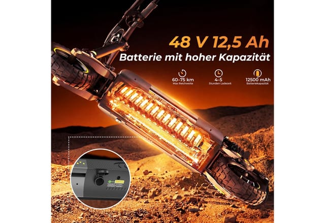 iscooter E-Scooter Elektroroller mit ABE-Zulassung, zwei Motoren, 60~80 km Reichweite