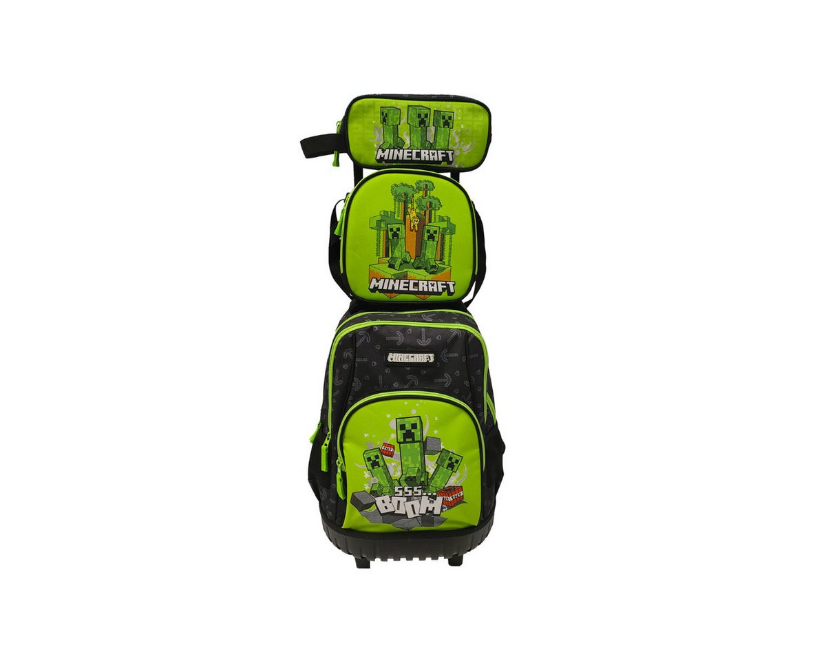 Minecraft Kinderrucksack Trolley Set 3 Teile Schule Tasche Etui Lunchbag (3-tlg)
