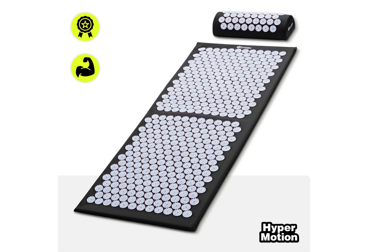 HyperMotion Akupressurmatte XL Akupressurmatte 130 cm mit Kissen & Tasche – schwarz-weiß Bild 5