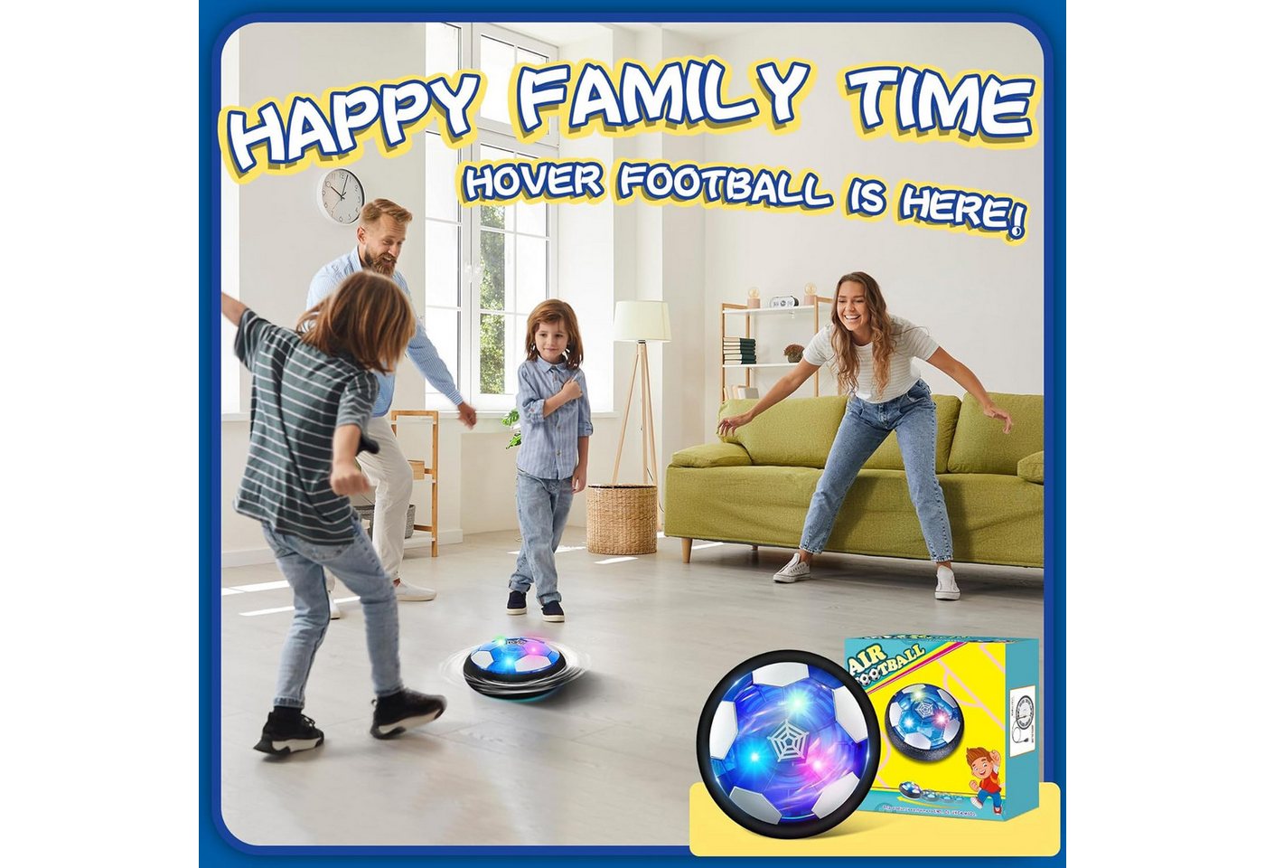 Ophy Spielball LED Hoverball – wiederaufladbarer Air Power Fußball für Indoor (1-St), Spiele – interaktives Schwebe-Spielzeug für Kinder