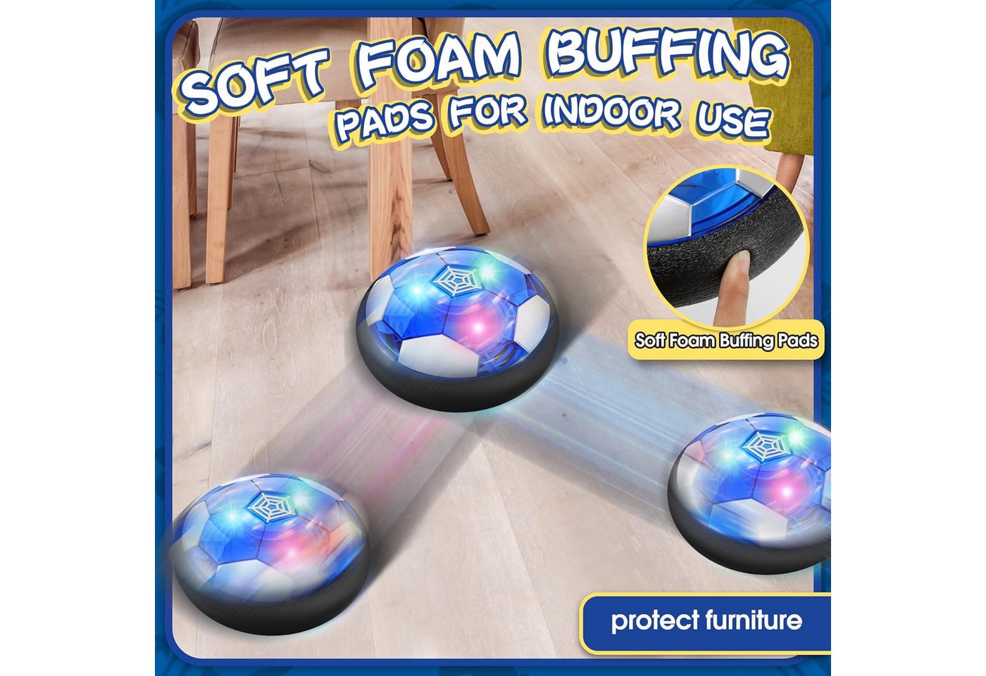 Ophy Spielball LED Hoverball – wiederaufladbarer Air Power Fußball für Indoor (1-St), Spiele – interaktives Schwebe-Spielzeug für Kinder Bild 3