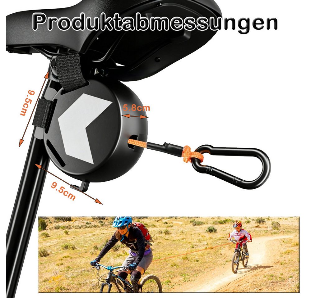 AFKSMILE Abschleppseil Abschleppseil Fahrrad Kinder, 2M Einziehbares Fahrrad Zugseil Kinder, Automatisch Einziehbar Eltern Kind Fahrrad Abschleppseil für Lenker Bild 5