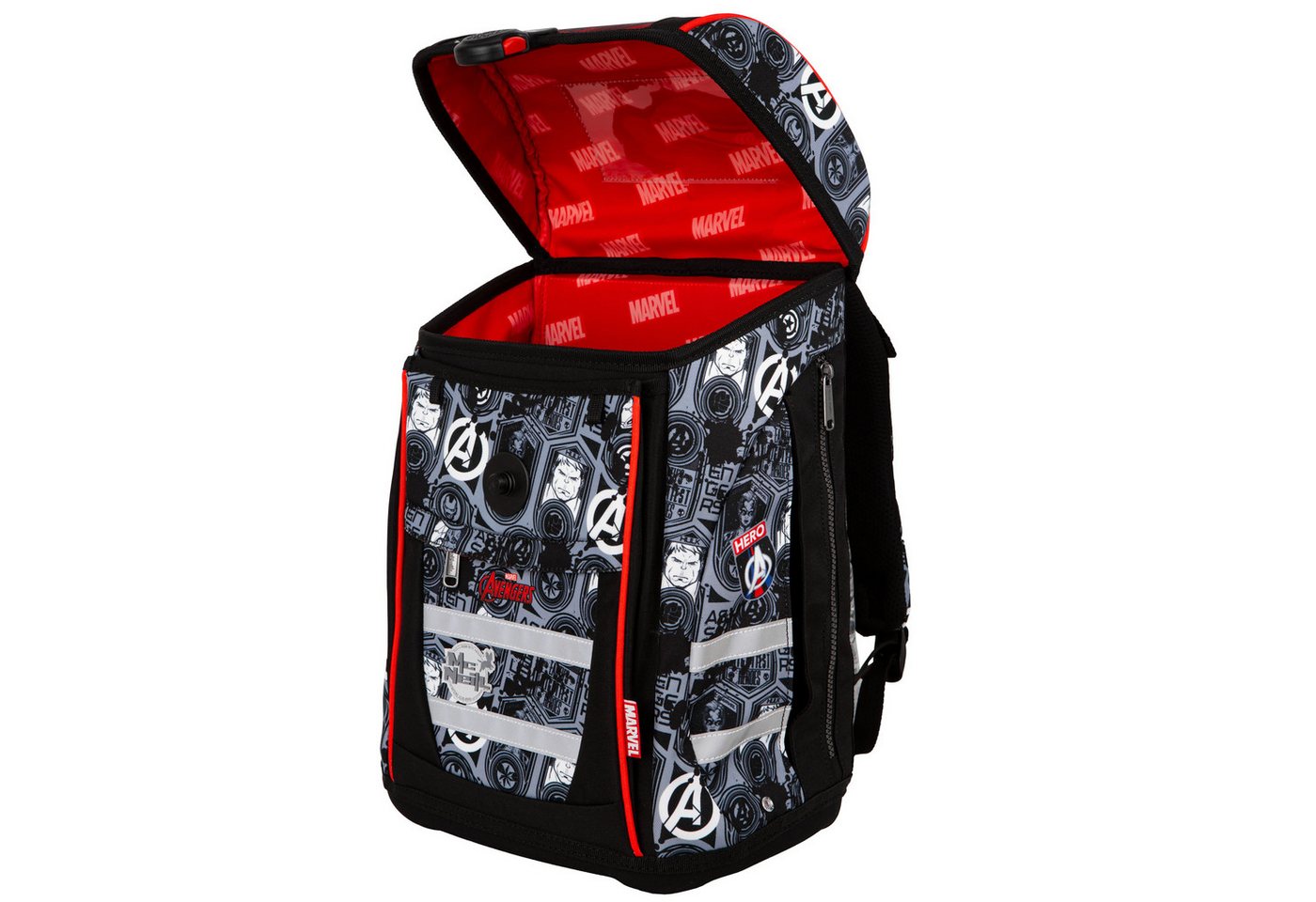 McNeill Schulranzen TENERIS Avengers 4-teilig mit Etui, Schlampermäppchen & Sportbeutel (Spar-Set, mit Sportbeutel, mit Federtasche, mit schlampermappe, mit Schlamperrolle), Air-Flow Rückensystem, Leichtgewicht ca. 980 g, 4-teiliges Set Bild 5