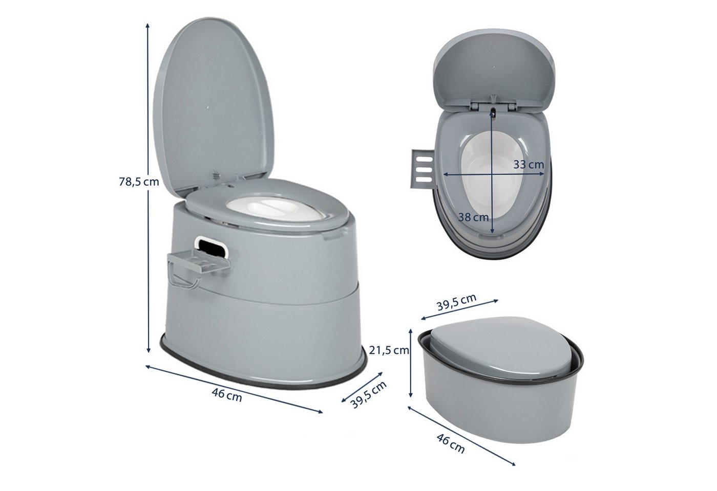 Bonnlo Campingtoilette tragbar, mobile Toilette mit Sitz, Deckel und Toilettenpapierhalter, (1-St), Leicht, stabil, multifunktional & leicht zu reinigen Bild 3