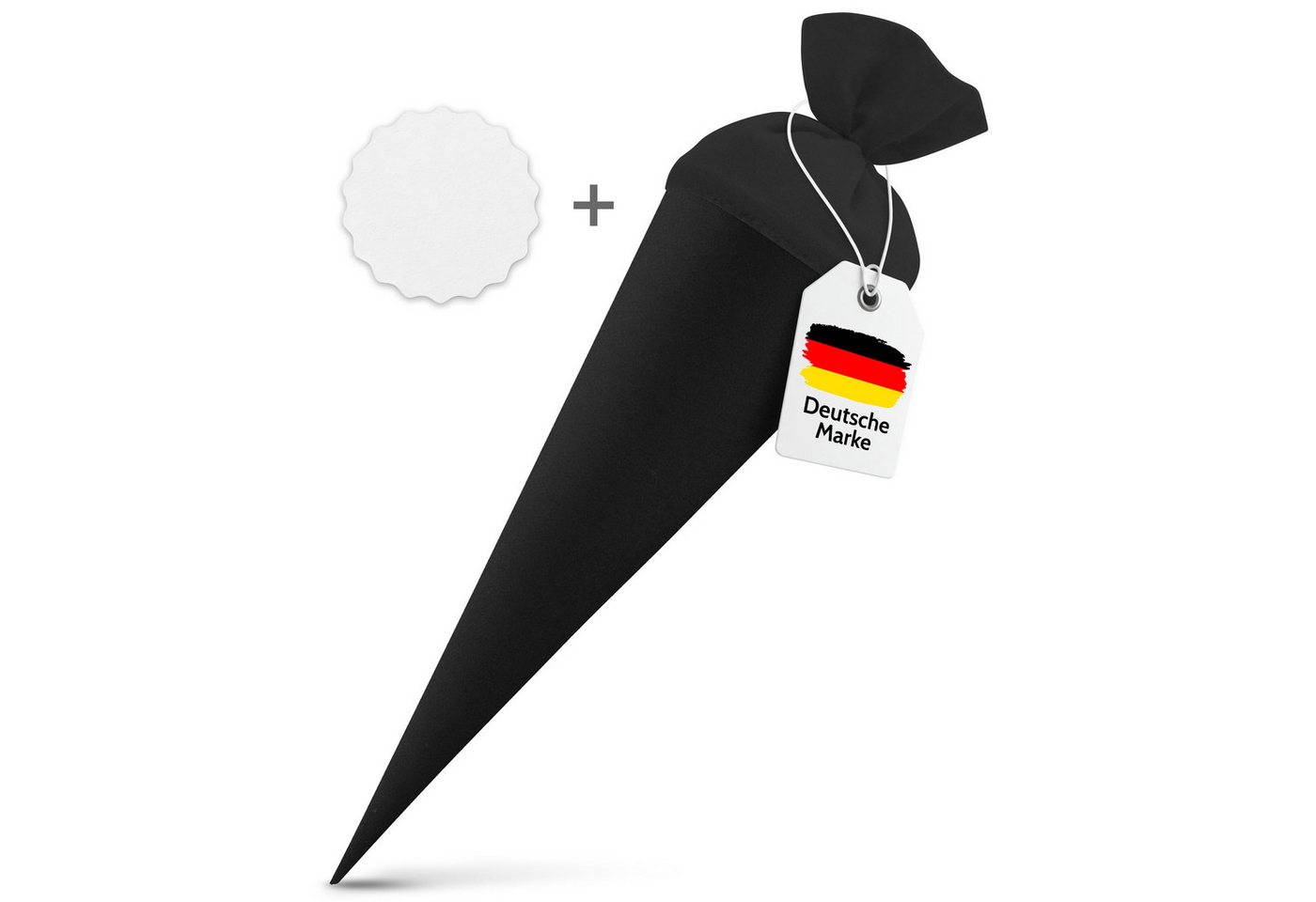 itenga Schultüte itenga Set Schwarz Schultüte Rohling 70 cm rund + Namensschild Stern (