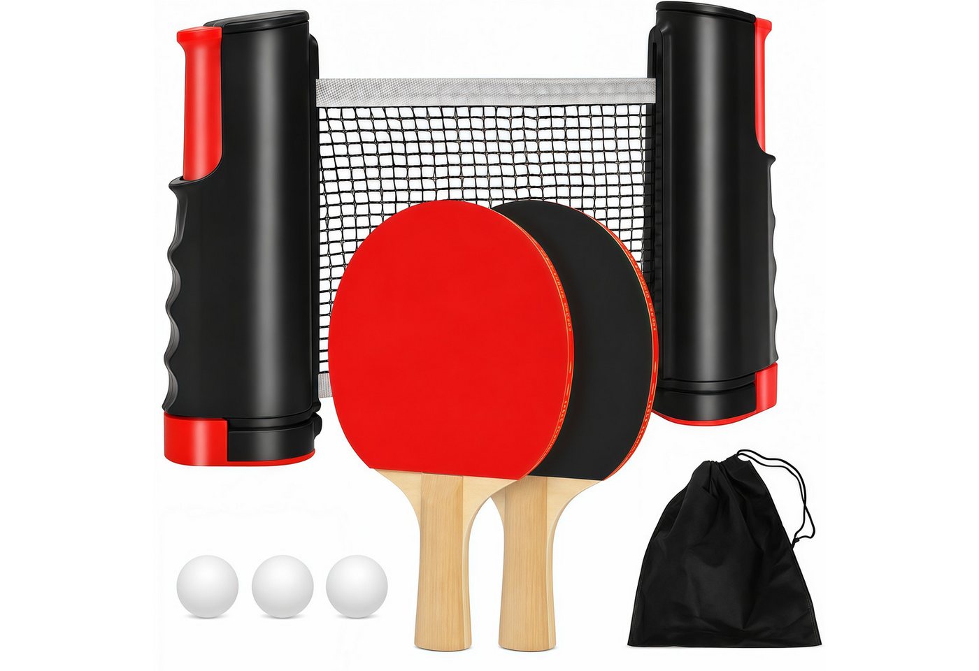 ibettertec Tischtennisschläger Tischtennis Set Ping Pong Set mit 2 Tischtennisschlägern, 3 (Tischtennisbällen, ausziehbarem Tischtennisnetz und Tragetasche für, Indoor Outdoor) Bild 3