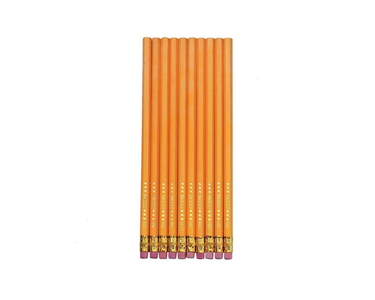 Herlitz Bleistift 10 Bleistifte mit Radierer / Härtegrad: HB