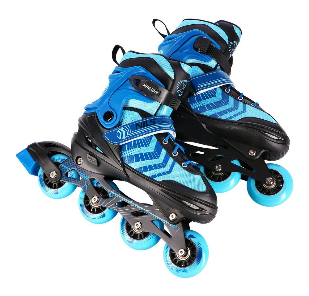 NILS EXTREME Inlineskates Kinderinliner Rollschuhe Schlittschuhe, (Spar-Set, 2-St., 34-38), 4-in-1, größenverstellbar, ABEC 7, Alu-Schiene Bild 3