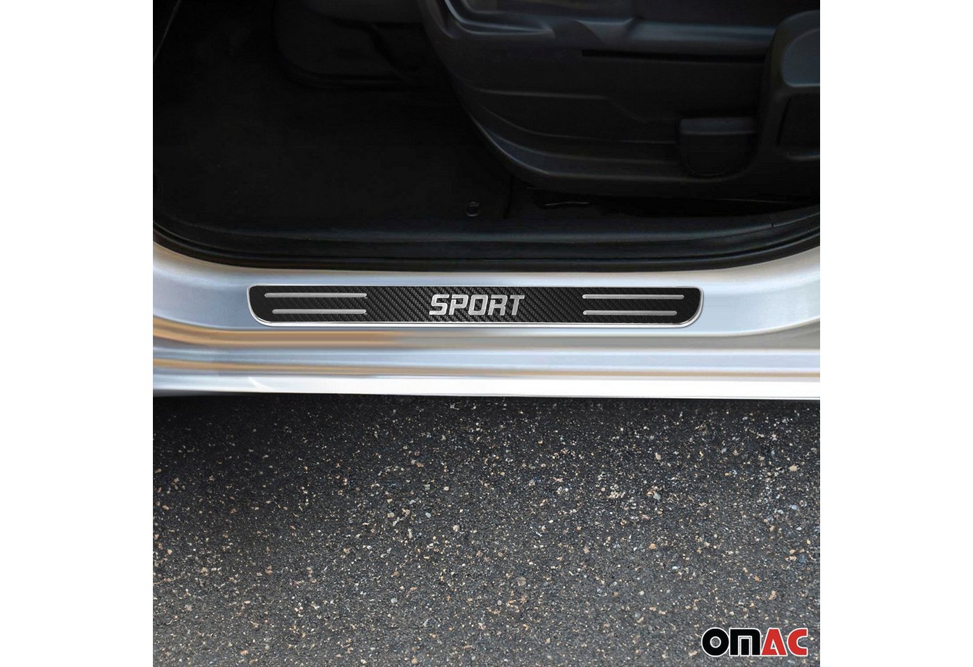 OMAC Zierleisten-Aufkleber Einstiegsleisten Sport für BMW 1er 2011-2025 Chrom Kohlefaserfolien, (2tlg), Langlebig,Einfache Reinigung,Einfache Installation,Rostbeständig