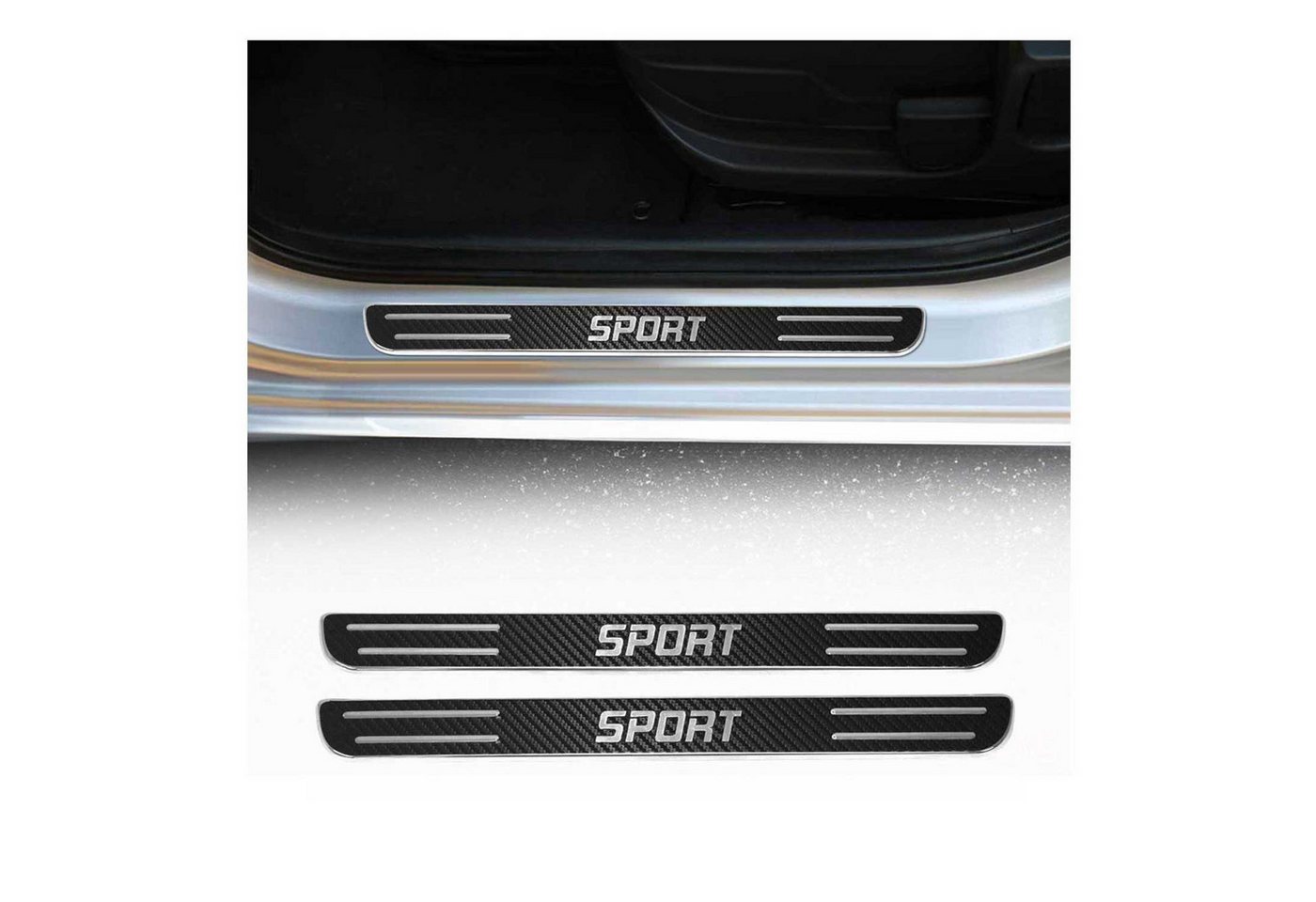 OMAC Zierleisten-Aufkleber Einstiegsleisten Sport für BMW 1er 2011-2025 Chrom Kohlefaserfolien, (2tlg), Langlebig,Einfache Reinigung,Einfache Installation,Rostbeständig Bild 3