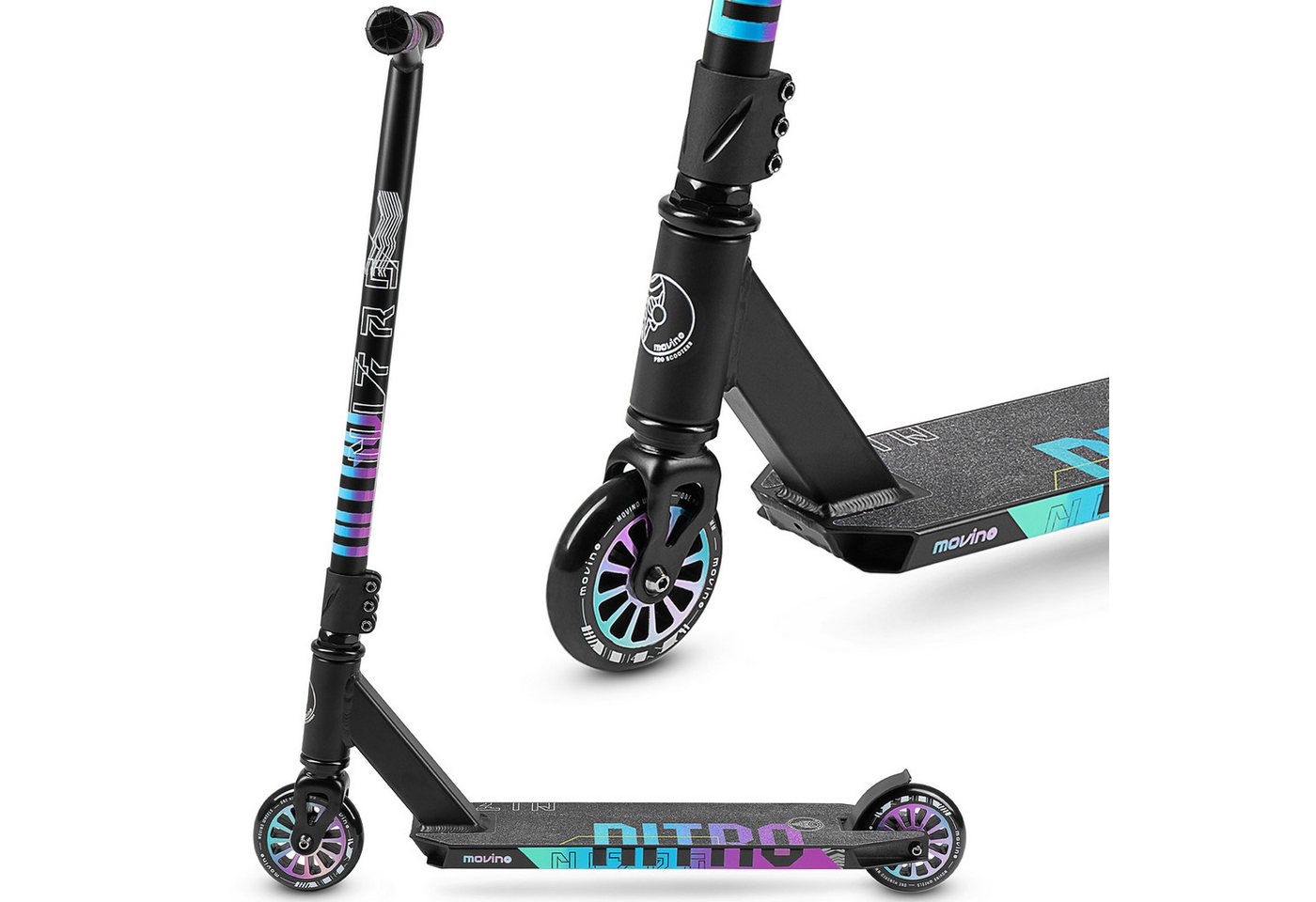 Movino Stuntscooter Kinder Stunt Scooter MOVINO NITRO Skatepark leicht 3,2kg ABEC-9