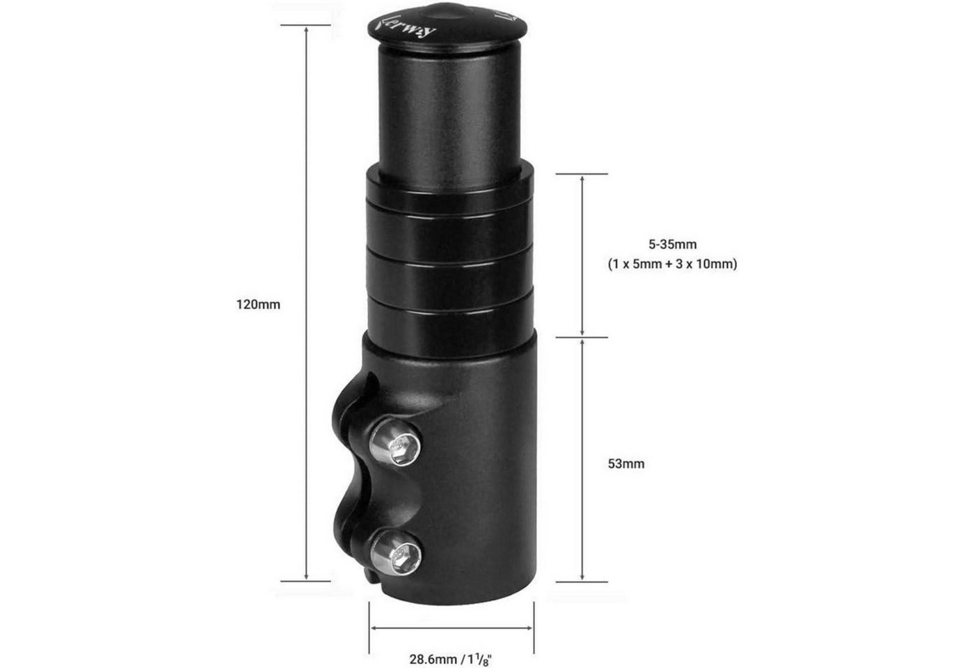LuxusKollektion Lenkervorbau Vorbau Lenkererhöhung Aluminium 28,6 mm für MTB schwarz