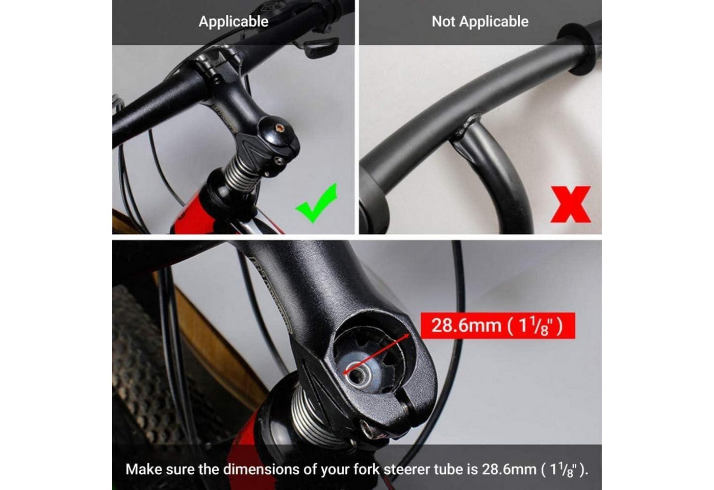 LuxusKollektion Lenkervorbau Vorbau Lenkererhöhung Aluminium 28,6 mm für MTB schwarz Bild 2