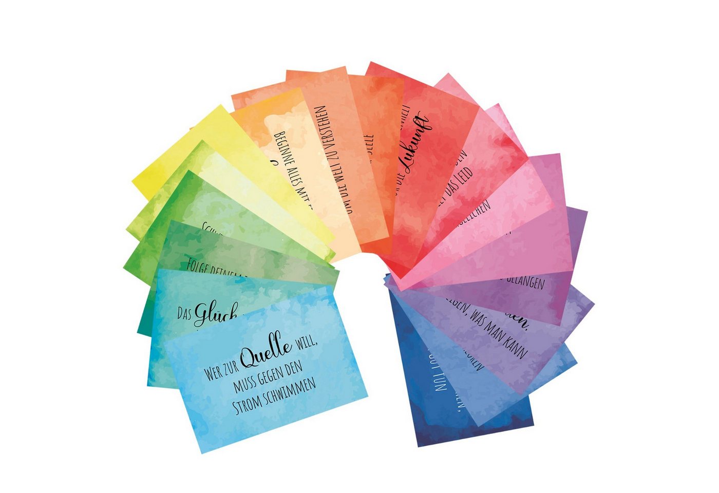 Logbuch-Verlag Klappkarte 38 bunte Sprüchekarten Motivationskarten Regenbogen Affirmation 8,5 x