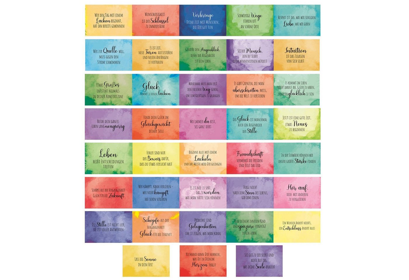 Logbuch-Verlag Klappkarte 38 bunte Sprüchekarten Motivationskarten Regenbogen Affirmation 8,5 x Bild 3