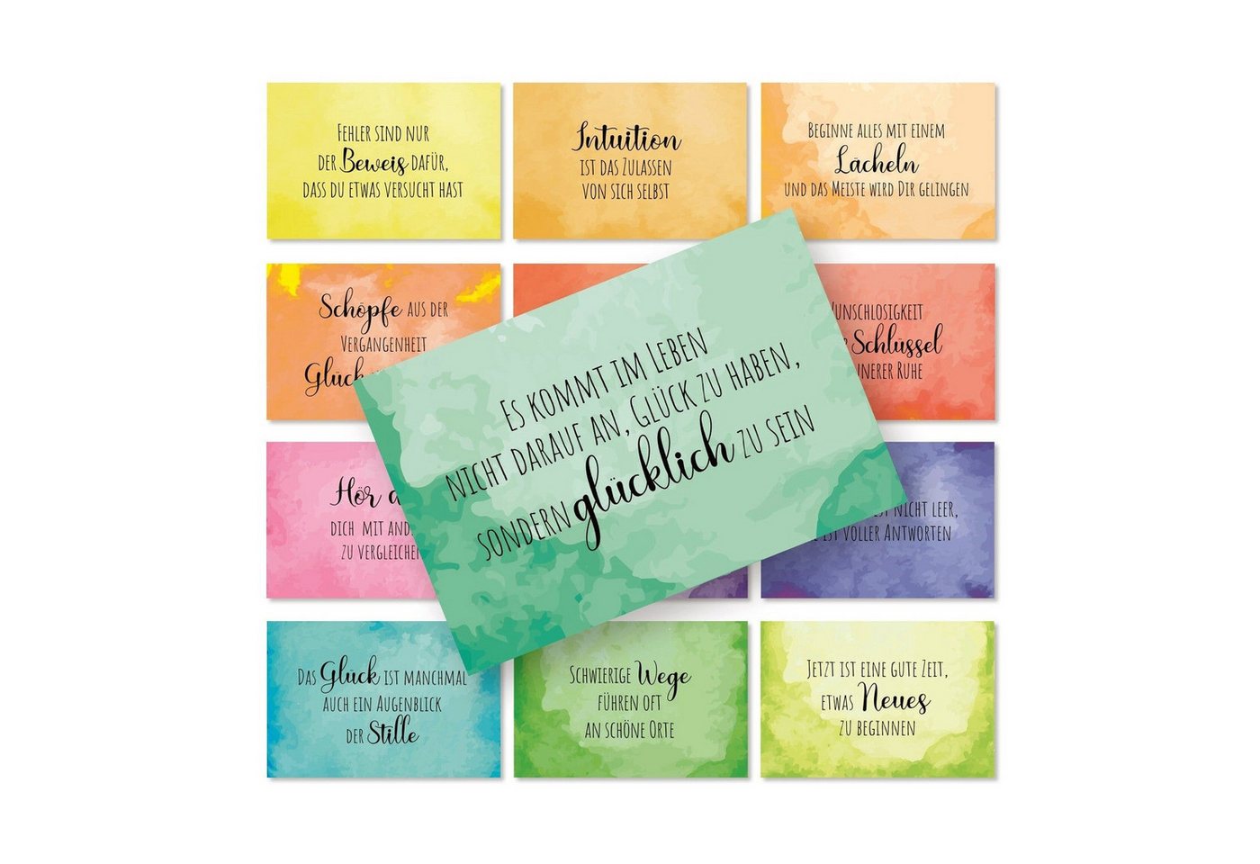 Logbuch-Verlag Klappkarte 38 bunte Sprüchekarten Motivationskarten Regenbogen Affirmation 8,5 x Bild 4