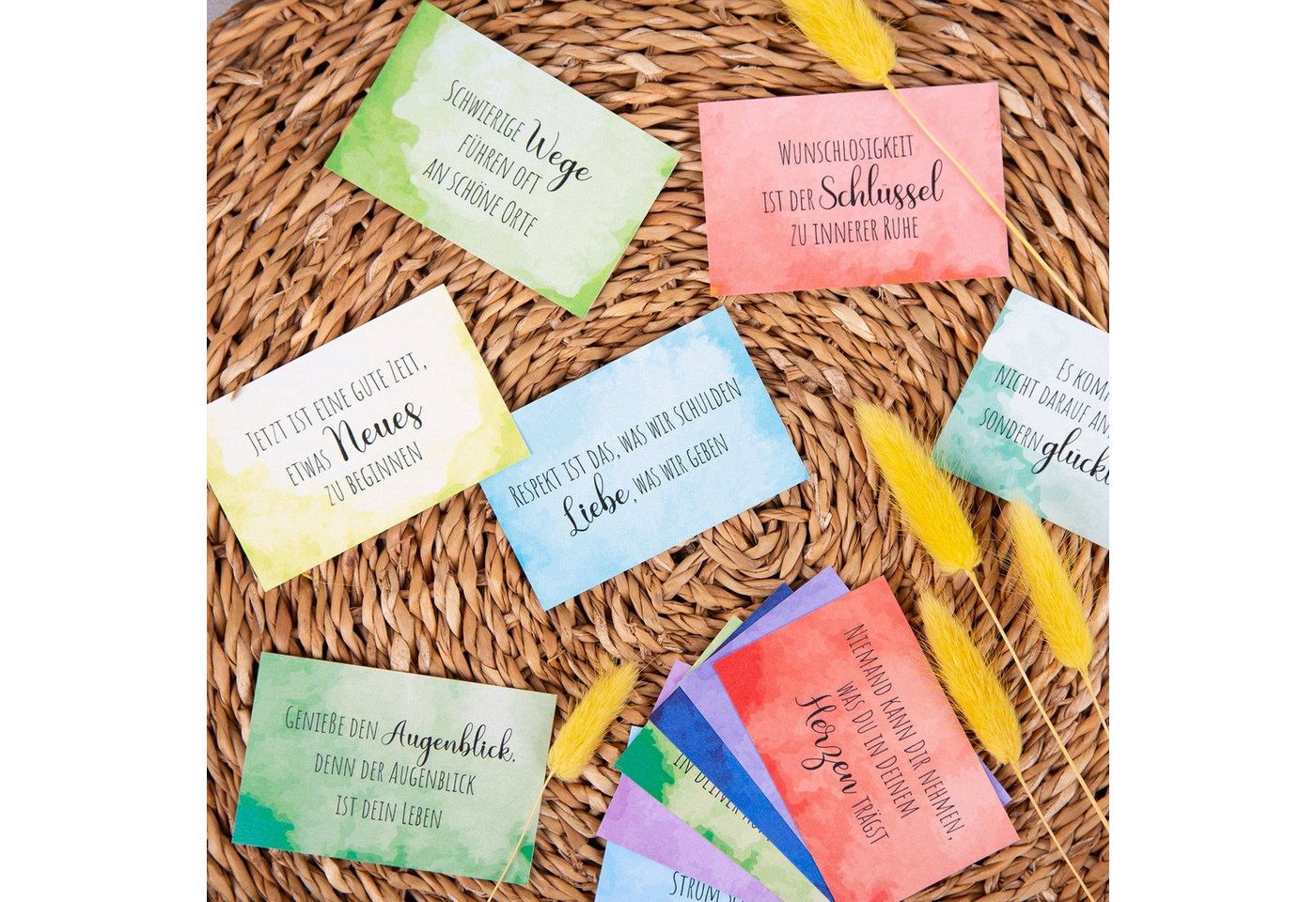 Logbuch-Verlag Klappkarte 38 bunte Sprüchekarten Motivationskarten Regenbogen Affirmation 8,5 x Bild 5