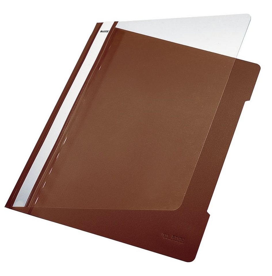 LEITZ Hefter 4191 Schnellhefter - A4, langes Beschriftungsfeld, PP-Folie, braun