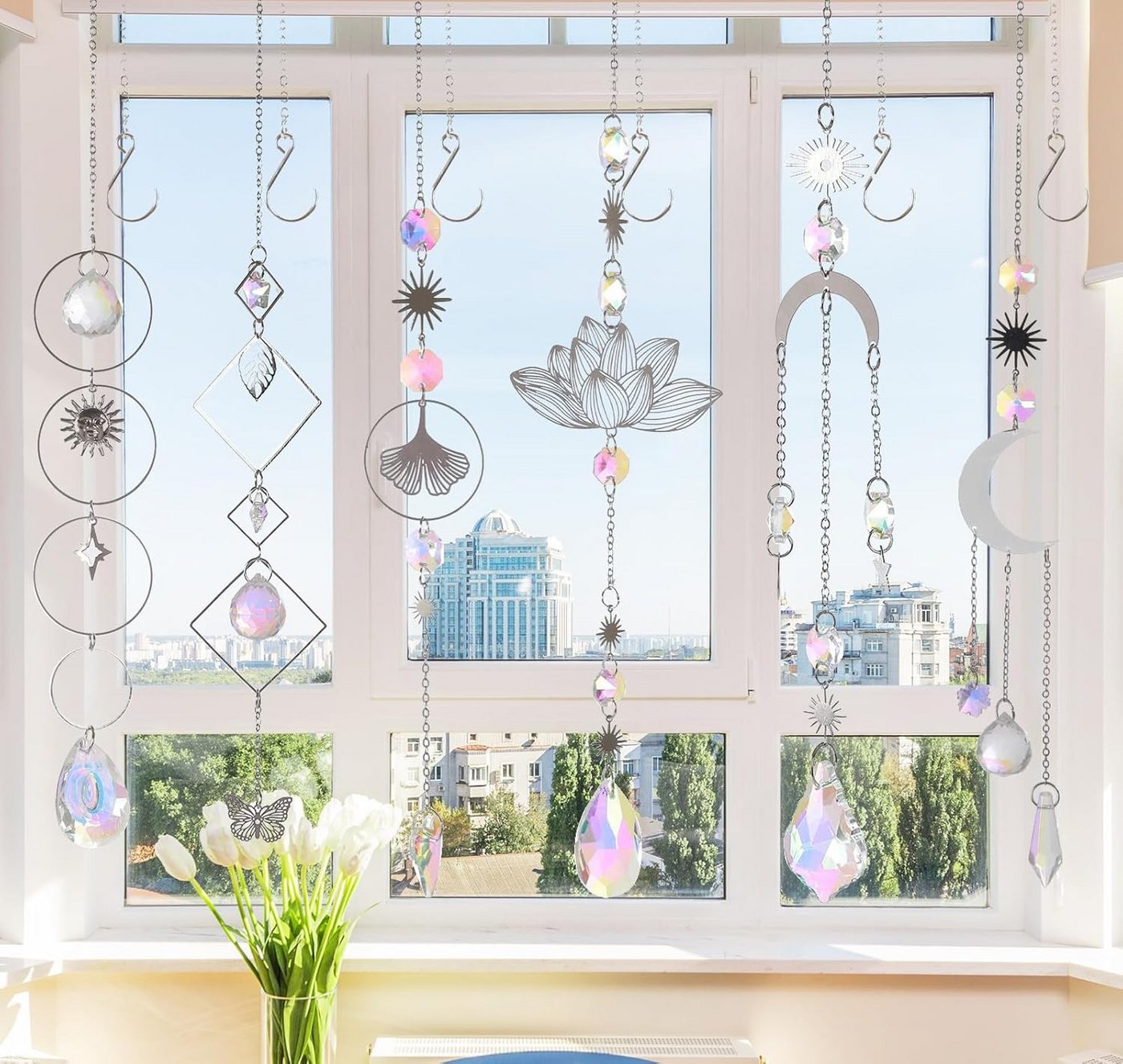 Agger Windspiel 6er Set Kristall Sonnenfänger mit Regenbogen-Effekt für Fenster Bild 4