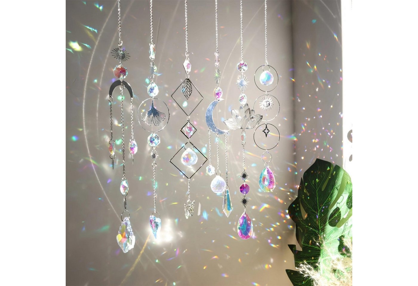 Agger Windspiel 6er Set Kristall Sonnenfänger mit Regenbogen-Effekt für Fenster Bild 5