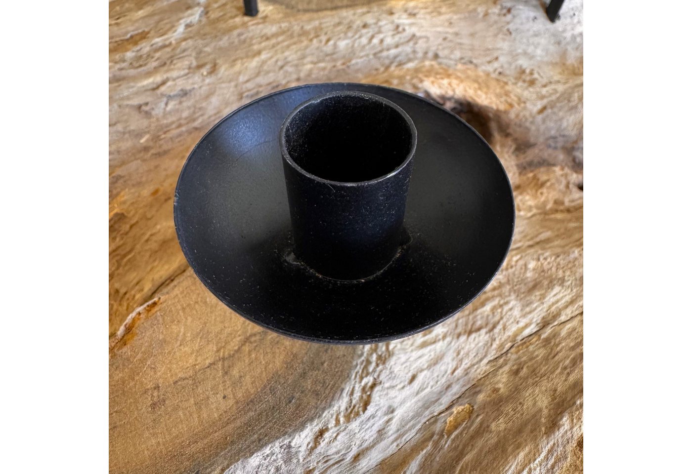 Online-Fuchs Adventskranz aus Wurzelholz mit schwarzen Stabkerzenhaltern - Weihnachstdeko, natürliche Gemütlichkeit und rustikaler Charme - 38 cm groß