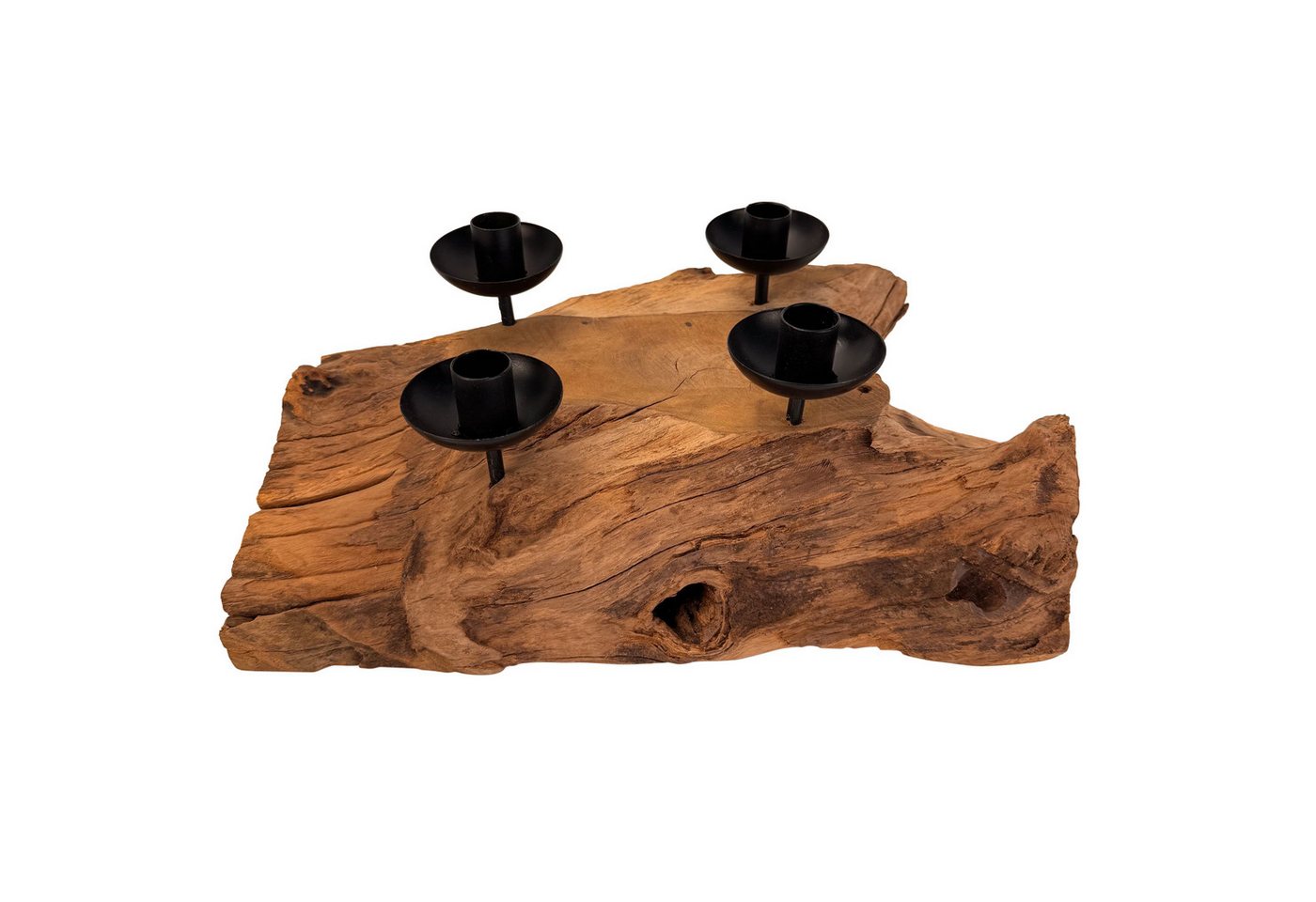 Online-Fuchs Adventskranz aus Wurzelholz mit schwarzen Stabkerzenhaltern - Weihnachstdeko, natürliche Gemütlichkeit und rustikaler Charme - 38 cm groß Bild 5