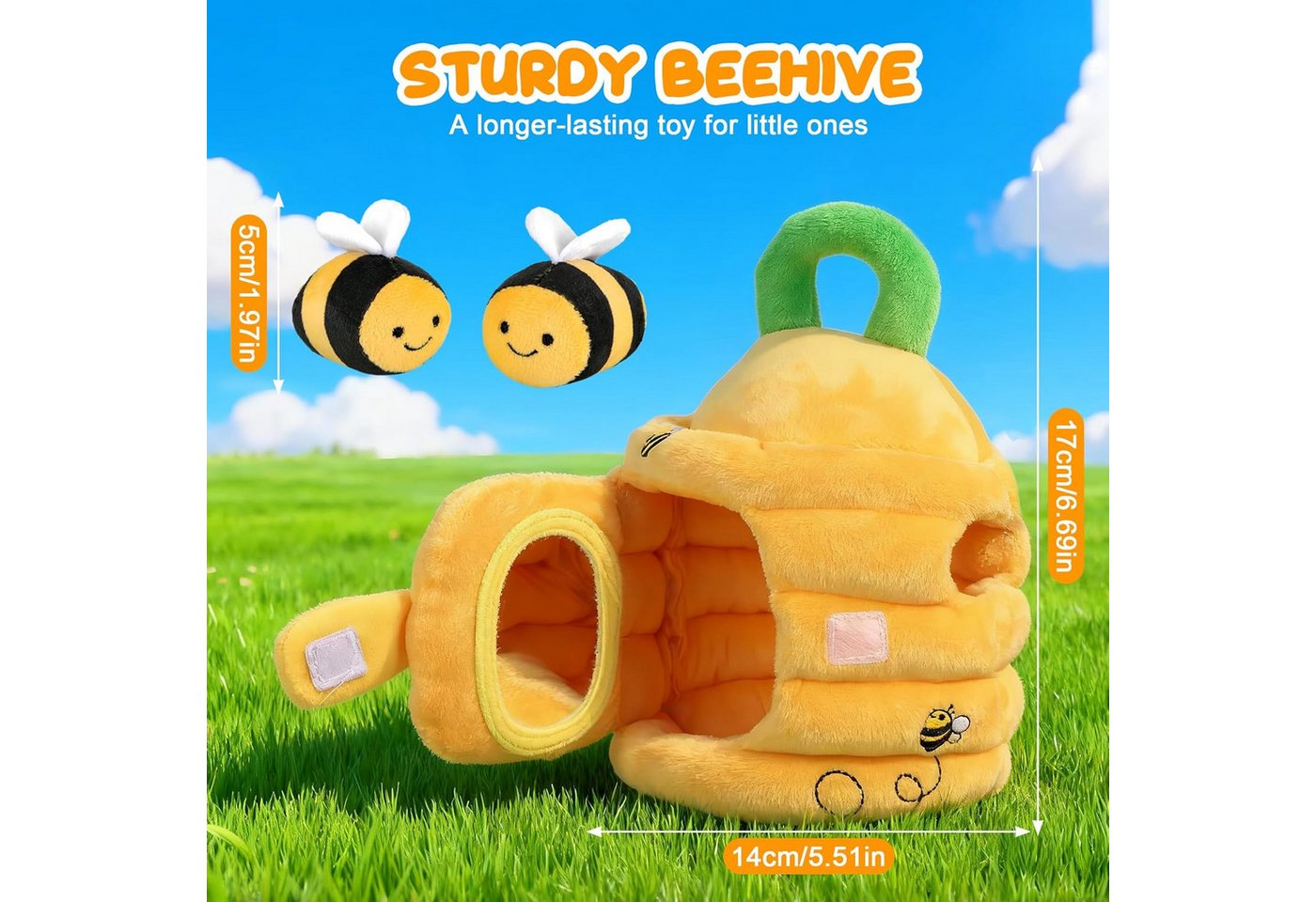 FELIXLEO Kinderrucksack Weiches Bienenstock Baby Spielzeug 5 Sensorik Bienen Montessori (1-tlg) Bild 2