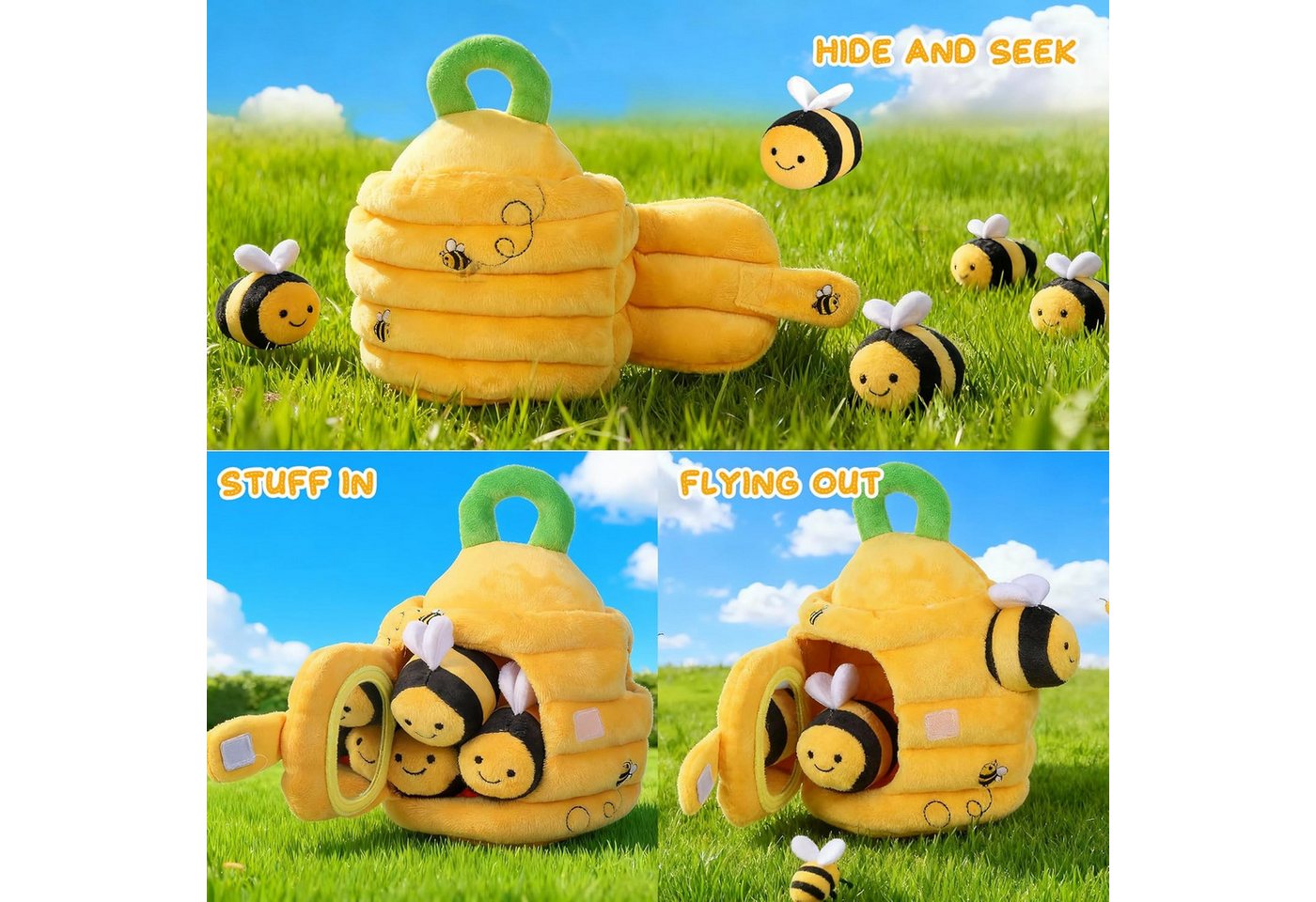 FELIXLEO Kinderrucksack Weiches Bienenstock Baby Spielzeug 5 Sensorik Bienen Montessori (1-tlg) Bild 3