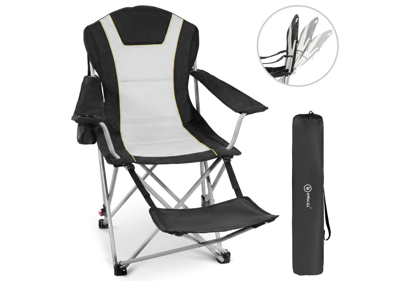 HOMECALL Campingstuhl mit fußstütze Klappstuhl Angelstuhl Faltbar gepolstert gartenstuhl (2-in-1-Funktion gartenstuhl klappbar campingstuhl mit fußablage), 3 fach Verstellbare Rückenlehne Bild 2