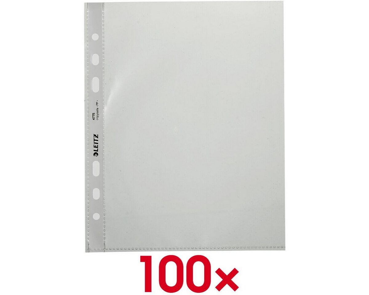 LEITZ Prospekthülle 4775, 100 Stück, glasklar, Format A5, 6-fach-Lochung, oben offen Bild 2